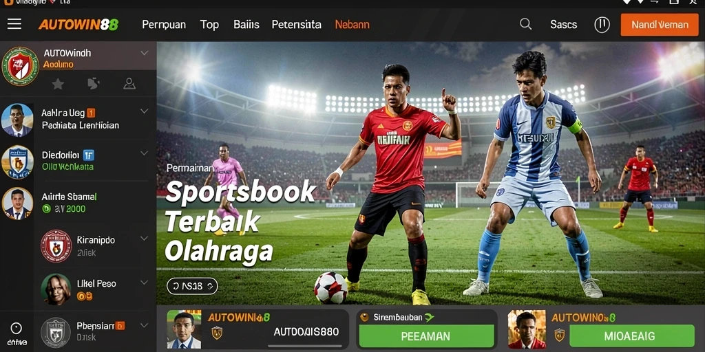 Tampilan utama AUTOWIN88 menampilkan pengalaman taruhan olahraga yang seru.
