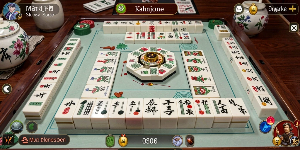Screenshot utama D73 menampilkan gameplay Mahjong yang menarik dan interaktif.