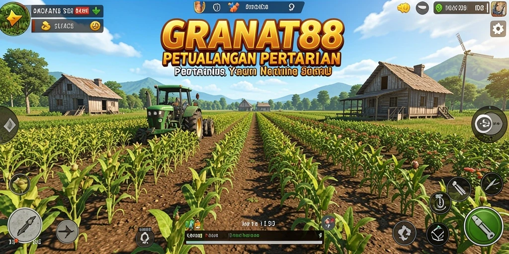 Tampilan permainan di GRANAT88 dengan kebun yang berkembang.