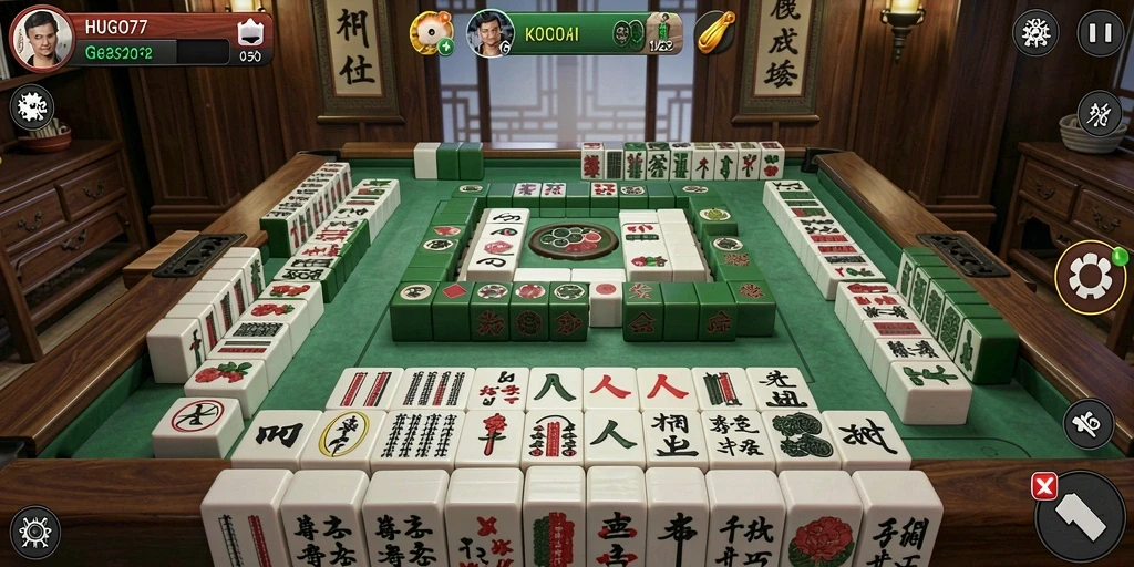 Screenshot HUGO77 menampilkan gameplay seru Mahjong dengan level yang menantang.