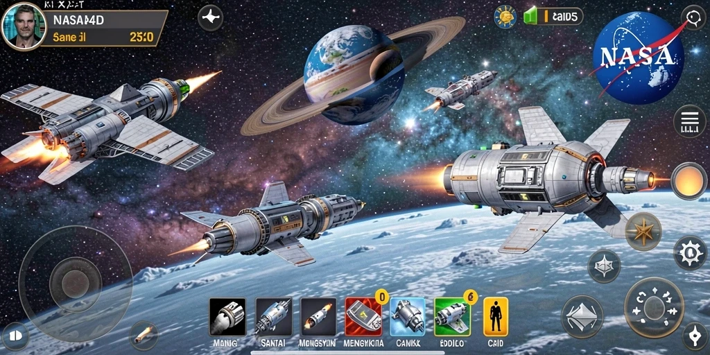 Tampilan screenshot NASA4D menampilkan gameplay yang mengasyikkan dan berwarna-warni.