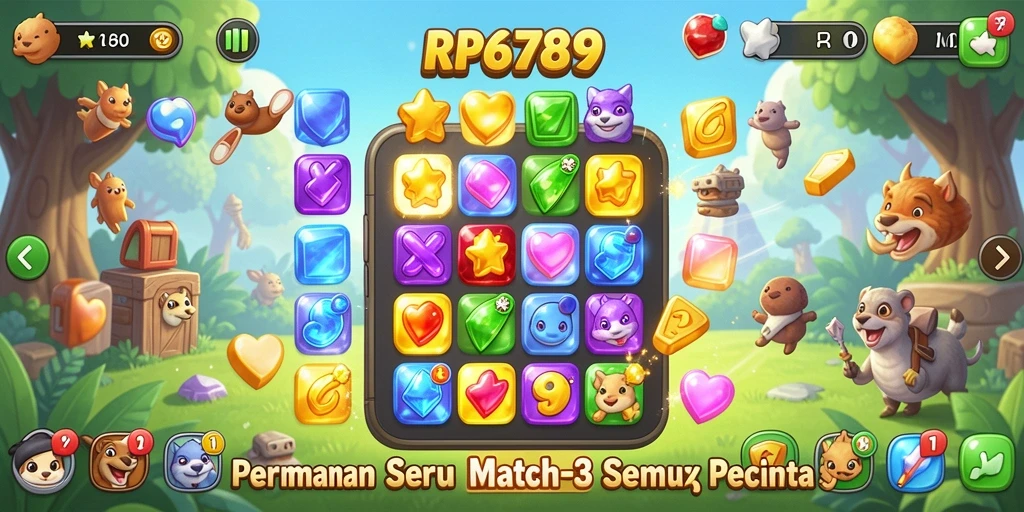 Tampilan menarik gameplay Match-3 di RP6789.