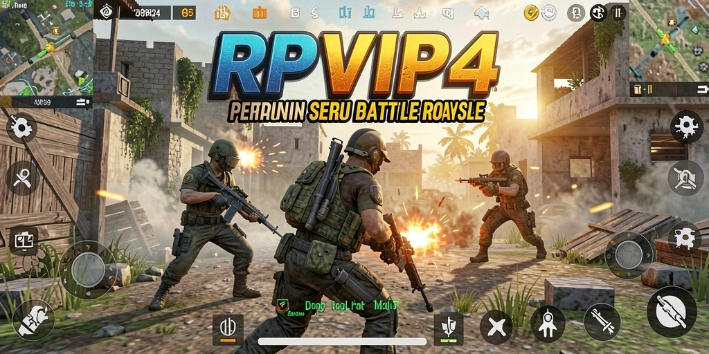 Tampilan epic dari gameplay RPVIP4 dalam pertempuran Battle Royale.