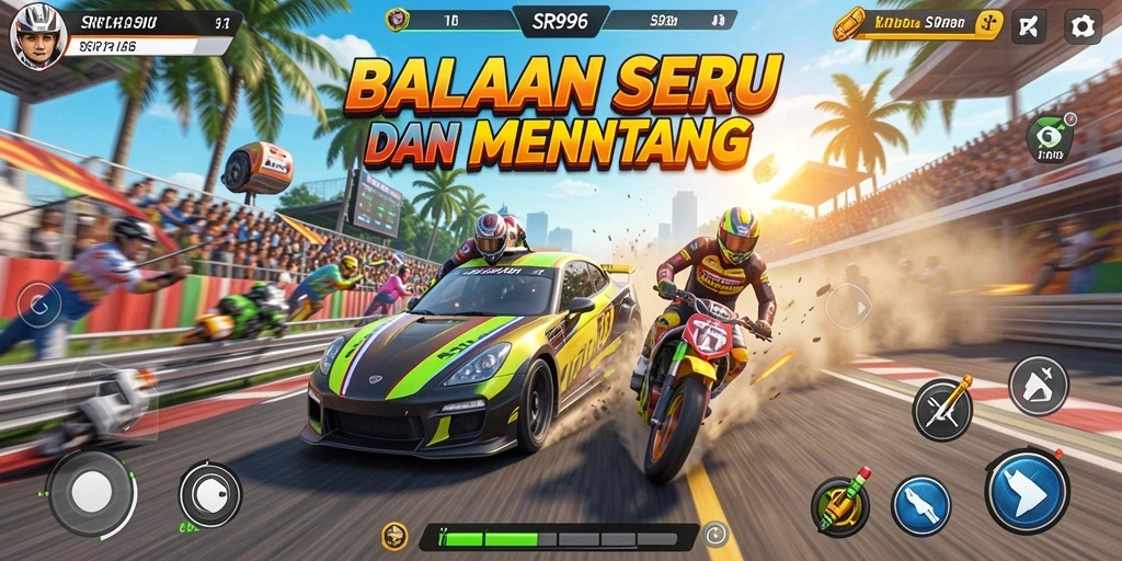 Tampilan gameplay balapan yang mendebarkan dan realistis.
